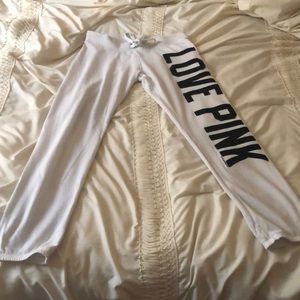 XS PINK white sweatpants